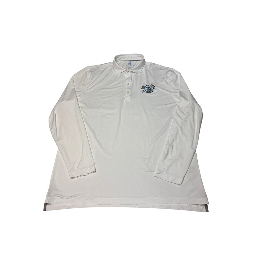 Johnnie-O Featherweight New Orleans Super Bowl LIX Polo Shirt Mens XL White LS